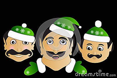 Elf icon basic simplified Christmas smiley face on a black background Stock Photo