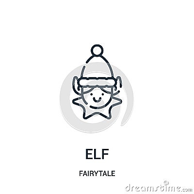 elf icon vector from fairytale collection. Thin line elf outline icon vector illustration Vector Illustration