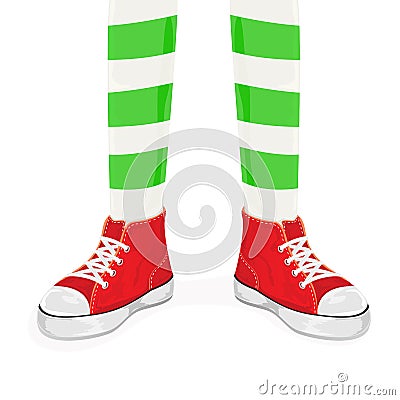 Elf legs in red boots Vector Illustration