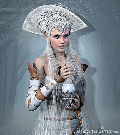 Elf queen with elixir potion Stock Photo