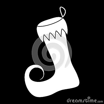 Elf shoe outline design isolated on black background Vector Illustration