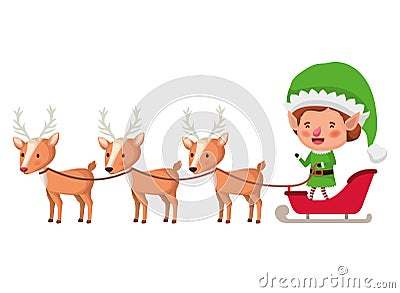Elf with sleigh avatar chatacter Vector Illustration