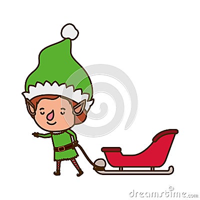 Elf with sleigh avatar chatacter Vector Illustration