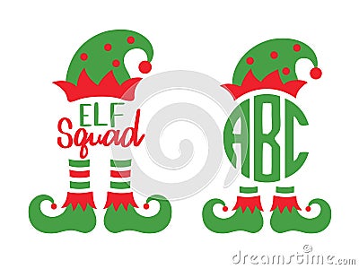 Elf Squad Monogram Frame Vector Illustration