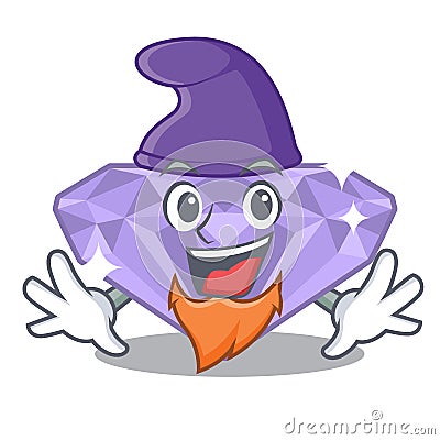 Elf violet diamond in the mascot box Vector Illustration