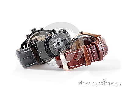 Elgant watch leather strapes Stock Photo