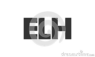 ELH logo design template with strong and modern bold text. Initial based vector logotype featuring simple and minimal typography. Vector Illustration