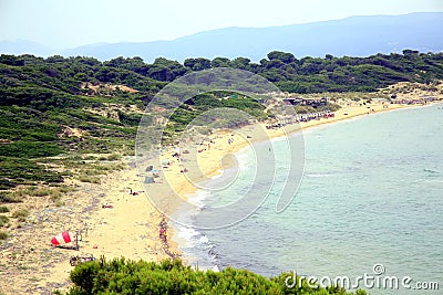 Elia Mandraki beach, Skiathos, Greece. Editorial Stock Photo