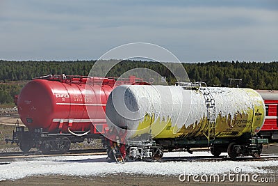 Elimination of leaks in the tank Editorial Stock Photo