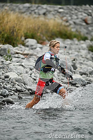 Elina Ussher running to victory Editorial Stock Photo