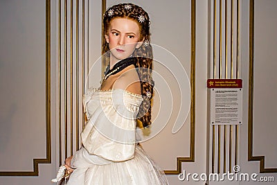 Empress Elisabeth of Austria wax figure, Madame Tussaud`s Museum Vienna Editorial Stock Photo