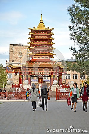 ELISTA, RUSSIA. A pagoda of Seven Days in Elista. Kalmykia Editorial Stock Photo