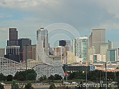 Elitch Gardens and the Downtown Denver Colorado Skyline Editorial Stock Photo