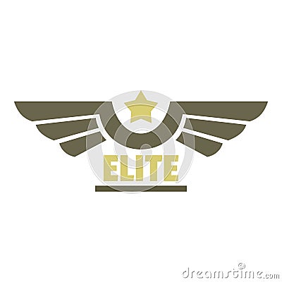 Elite air force icon logo, flat style Vector Illustration