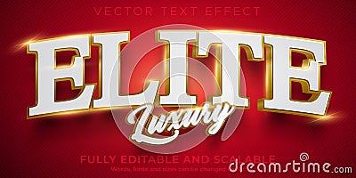 Elite editable text effecy, 3d golden luxury text style Vector Illustration