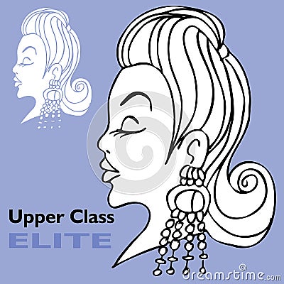 Elite Girl with Big Earrings Vector Illustration