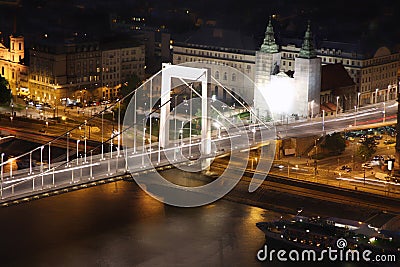 Elizabeth bridge, Budapest, Hungary from Citadel Stock Photo