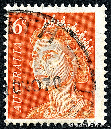 Elizabeth II Australian Postage Stamp Editorial Stock Photo