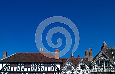 Elizabethan Tudor Style House Rooftops, Stratford Upon Avon, England Editorial Stock Photo