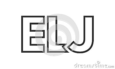 ELJ logo design template with strong and modern bold text. Initial based vector logotype featuring simple and minimal typography. Vector Illustration