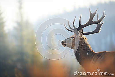 elk with breath visible in crisp morning air Stock Photo