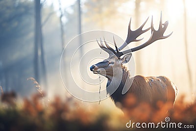 elk with breath visible in crisp morning air Stock Photo