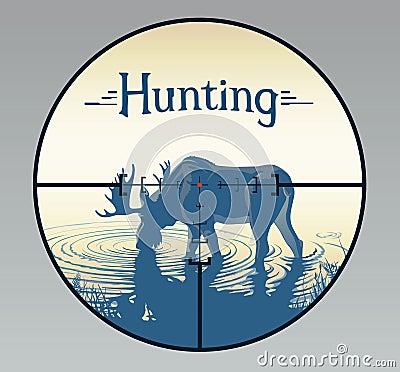 Elk in hunting crosshairs. Vector Illustration