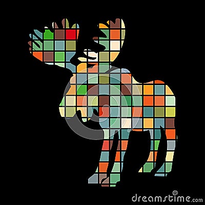 Elk mammal color silhouette animal Vector Illustration
