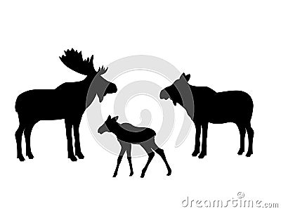 Elk moose mammal black silhouette animal Vector Illustration