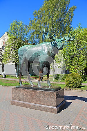 Elk statue - a city symbol Gusev Gumbinnen Editorial Stock Photo