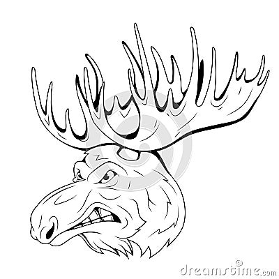 Elk. Vector illustration of a sketch bull moose wild animal. Wildlife Vector Illustration