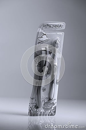 Elkos Dental Toothbrush for Children, copyspace Editorial Stock Photo