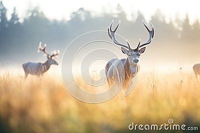 elks breath visible in a chilly meadow morning Stock Photo