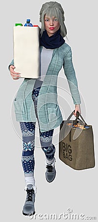 Full body portrait of a beautiful young blond female standing on an isolated background Stock Photo