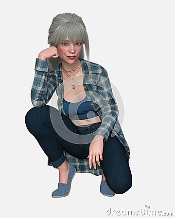 Full body portrait of a beautiful young blond female - the girl next door - standing on an isolated background Stock Photo