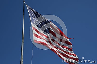 American flag flys n memorial day Stock Photo