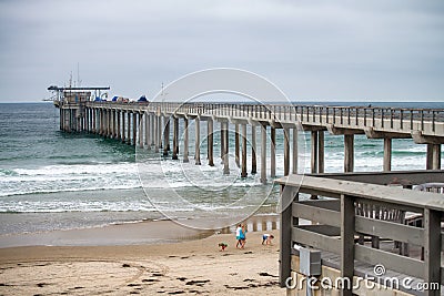 Ellen Browning Scripps Memorial Pier, La Jolla Beach - San Diego Editorial Stock Photo