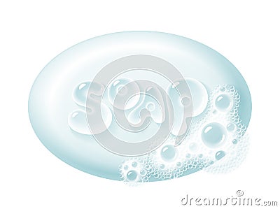 Ellipse bar of soap with foam isolated on white. Easy recolored vector Vector Illustration