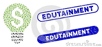 Ellipse Collage Business Idea with Textured Edutainment Seals Vector Illustration