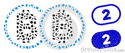 Ellipse Collage Double Bitcoin with Distress 2 Seals Stock Photo