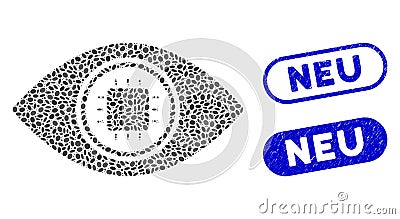 Ellipse Collage Electronic Eye Lens with Distress Neu Watermarks Stock Photo
