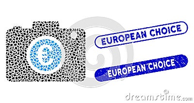 Ellipse Collage Euro Photo with Distress European Choice Stamps Vector Illustration