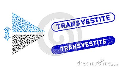 Ellipse Collage Flip Vertically with Distress Transvestite Stamps Stock Photo