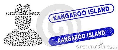 Ellipse Collage Hat Man with Distress Kangaroo Island Seals Stock Photo