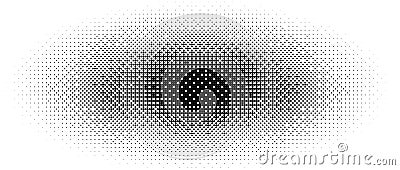 Ellipse halftone gradient texture. Dotted oval pattern background. Abstract 8 bit faded pop art wallpaper. Vanishing Vector Illustration