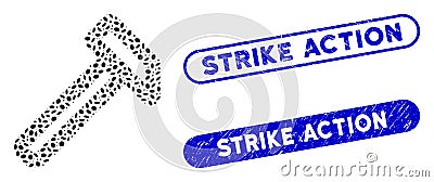 Ellipse Mosaic Hammer with Grunge Strike Action Stamps Stock Photo