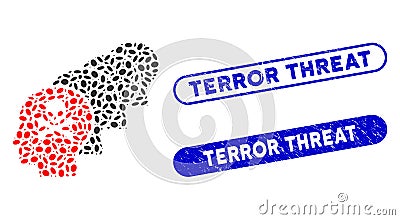 Ellipse Mosaic Kill All Humans with Scratched Terror Threat Stamps Stock Photo