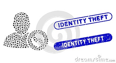 Ellipse Mosaic Refresh User with Textured Identity Theft Seals Vector Illustration