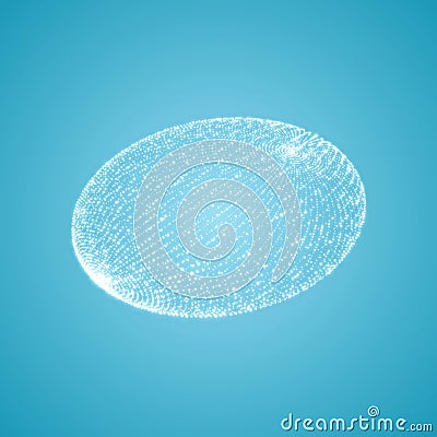 Ellipsoid Consisting of Points. Connection Structure. 3D Grid Design. Molecule Structure Vector Illustration