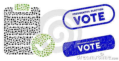 Elliptic Collage Approve List with Distress Presidential Election Vote Stamps Vector Illustration